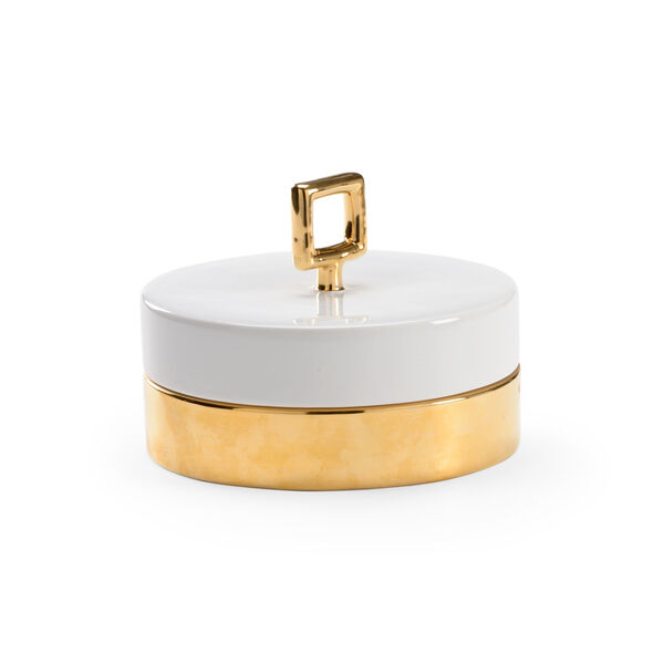Claire Bell White Glaze and Metallic Gold Lidded Box, image 1