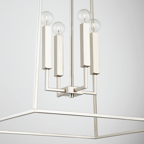 Thea Polished Nickel 78-Inch Four-Light Foyer Pendant, image 3