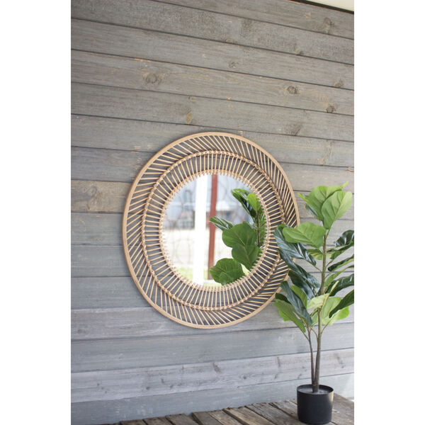 Natural 32-Inch Round Wall Mirror, image 1