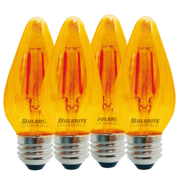Pack of 4 Amber F15 LED E26 Dimmable 4W 2100K Fiesta Filament Light Bulb, image 1