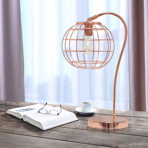 Wired Rose Gold One-Light Cage Table Lamp, image 4