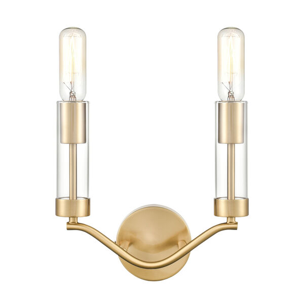 Celsius Satin Brass Two-Light Wall Sconce, image 1