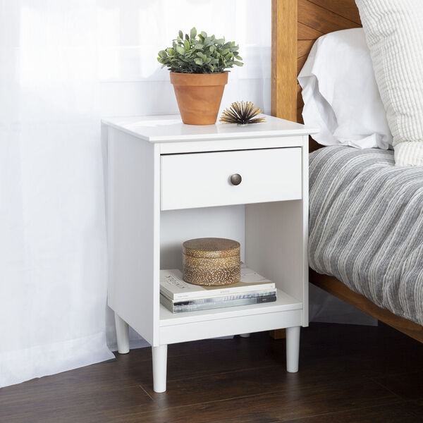 Spencer White Single Drawer Solid Wood Nightstand, Set of Two, image 2