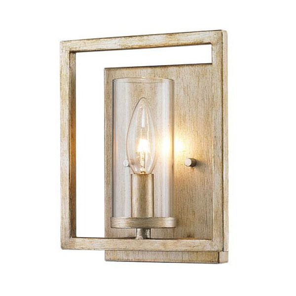 Marco White Gold One-Light Wall Sconce with Clear Glass Shade, image 3