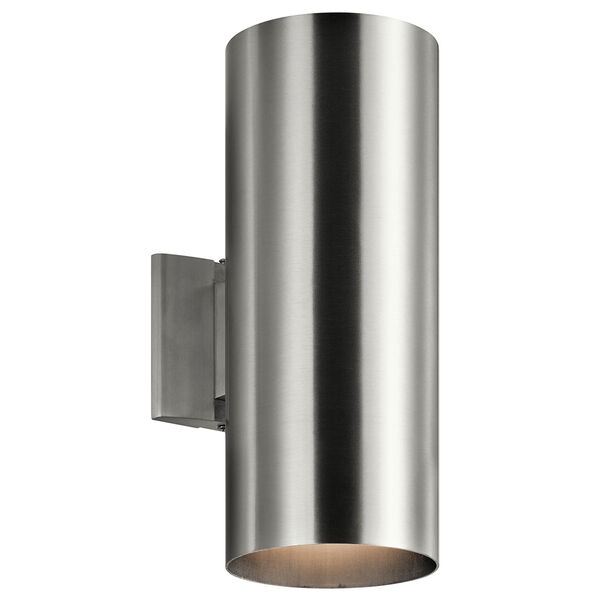 Brushed Aluminum 6-Inch Two-Light Outdoor Wall Mount, image 1
