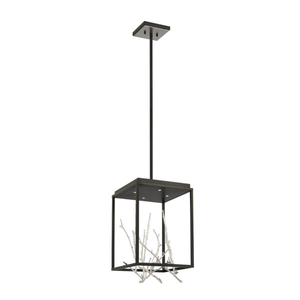 Aerie Black and Silver Four-Light Square LED Chandelier, image 1