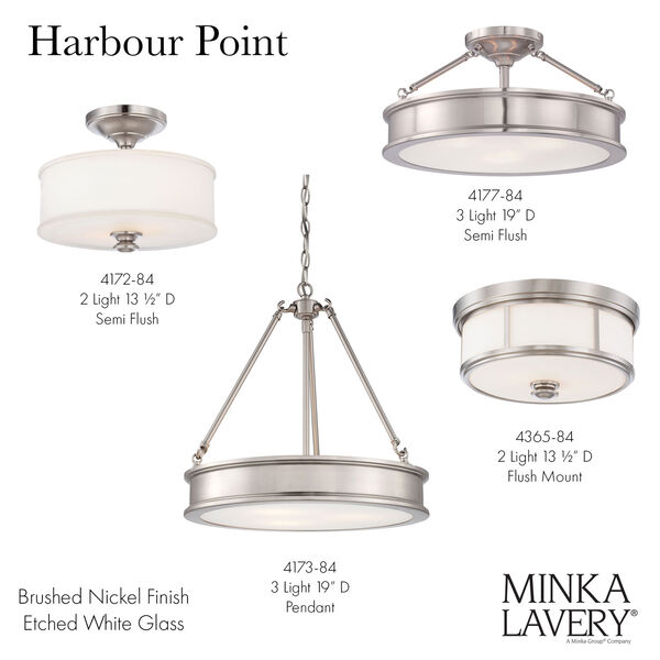 Harbour Point Brushed Nickel Three Light Pendant, image 2