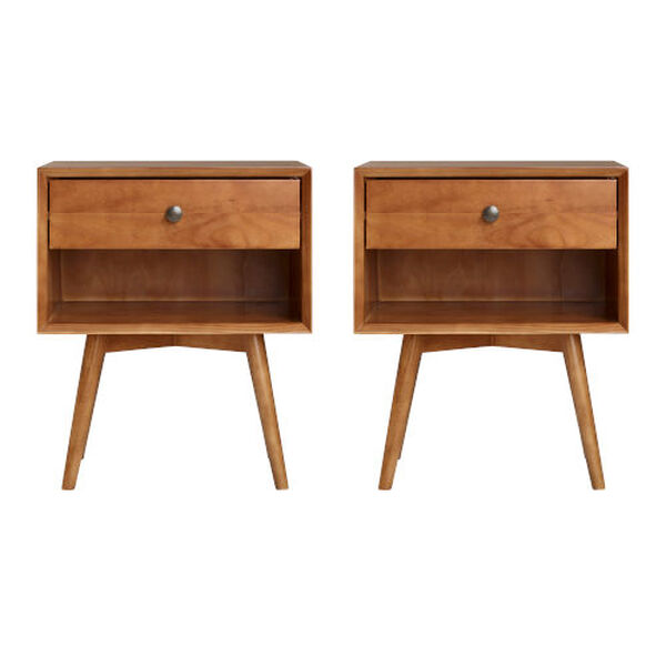 Caramel Single Drawer Solid Wood Nighstand, Set of Two, image 4