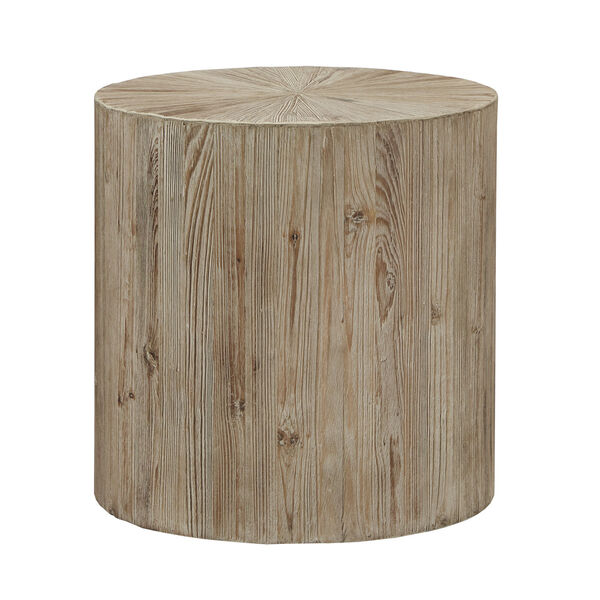 Nikos Distressed Reclaimed Wood Cylindrical End Table, image 1