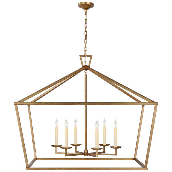 Darlana Double Extra Large Wide Lantern in Gilded Iron by Chapman  and  Myers, image 1