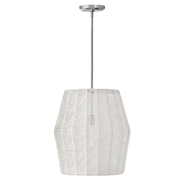 Lisa McDennon Luca Polished Chrome One-Light Pendant with Natural Shade, image 1