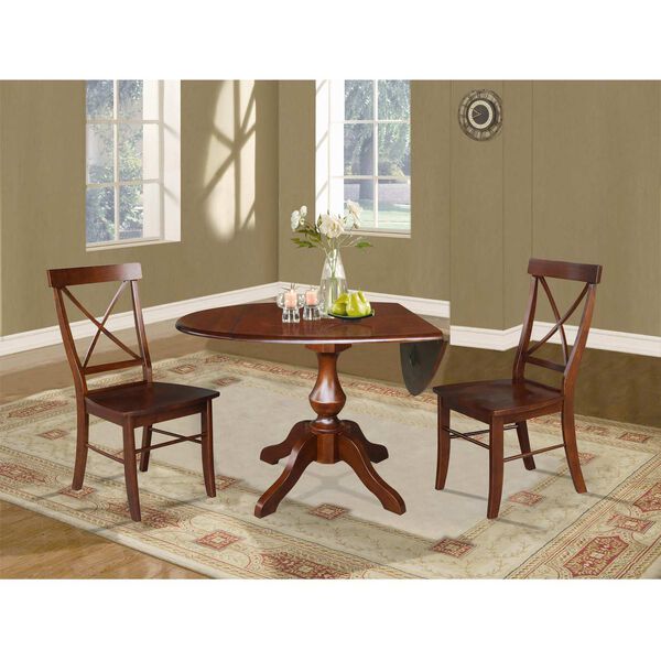 Espresso Round Top Pedestal Table with Chairs, 3-Piece, image 2