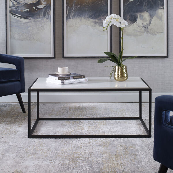 Vola Satin Black and White Marble Coffee Table, image 2
