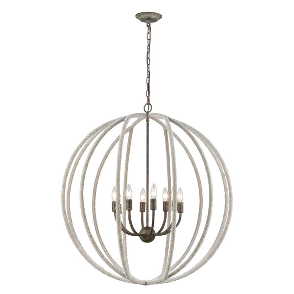 Lasso Grey Brown Rust and Rope Eight-Light Chandelier, image 2