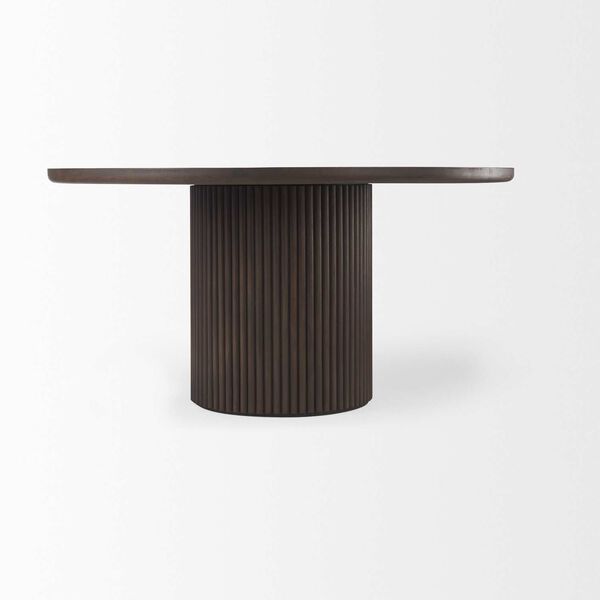 Terra Dark Brown Wood Round Fluted Dining Table, image 3