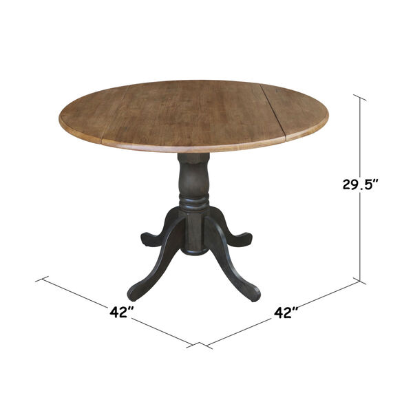 Hickory and Washed Coal 42-Inch Round Dual Drop Leaf Pedestal Table, image 4