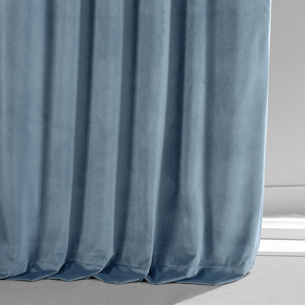Signature Copenhagan Blue Plush Velvet Hotel Blackout Single Panel Curtain, image 5