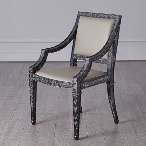 Black and Grey Seine Cerused Oak Arm Chair, image 2