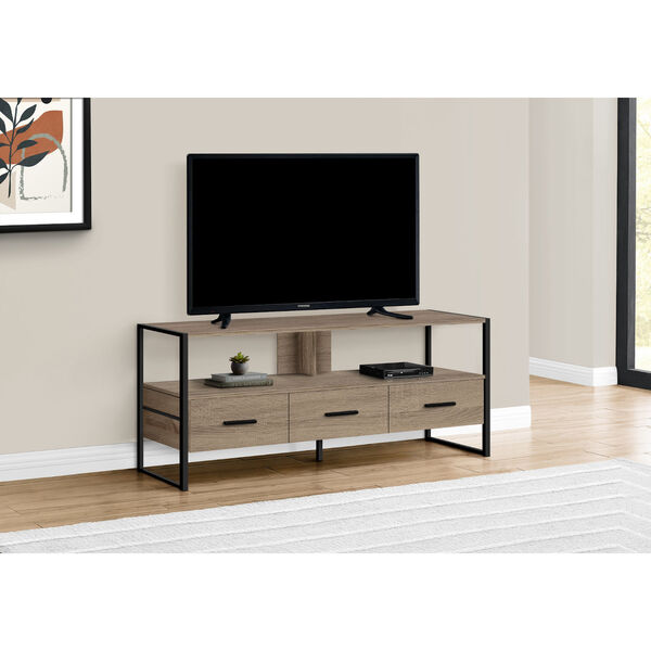 Dark Taupe and Black TV Stand with Three Drawers, image 2