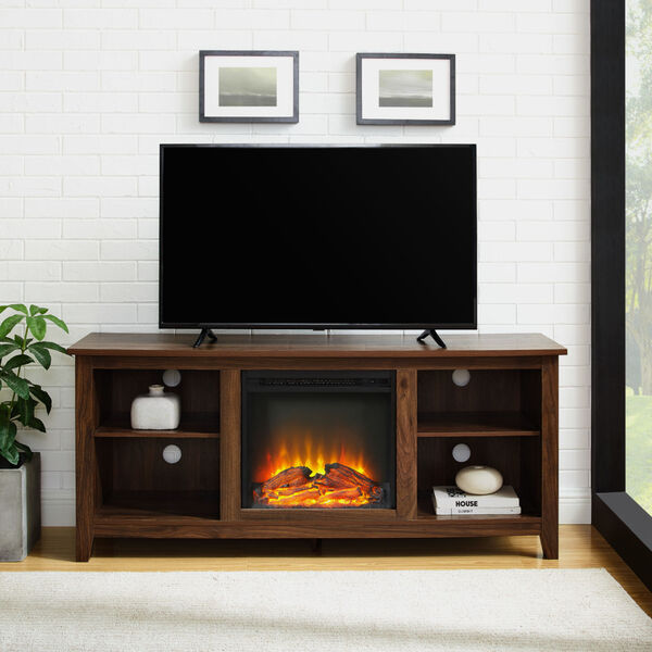 Essential Dark Walnut Fireplace TV Stand, image 2