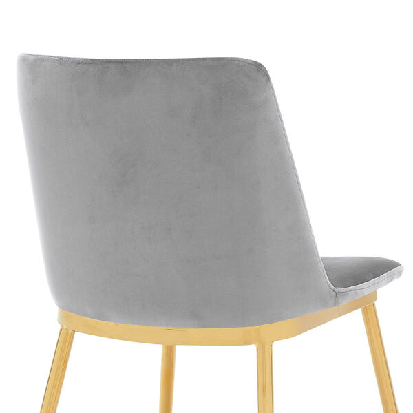 Messina Gray Velvet Gold Chrome Dining Chair, Set of Two, image 6