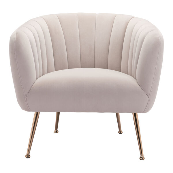 Deco Beige and Gold Accent Chair, image 4