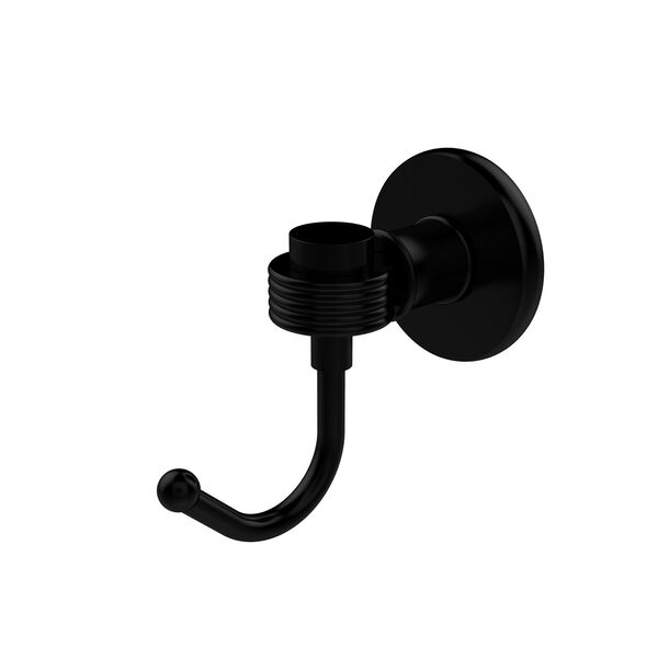 Continental Collection Robe Hook with Groovy Accents, Matte Black, image 1