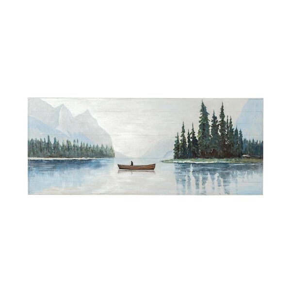 Solitude Canoe on the Lake 72 In. x 30 In. Original Hand Painted Oil Painting, image 2