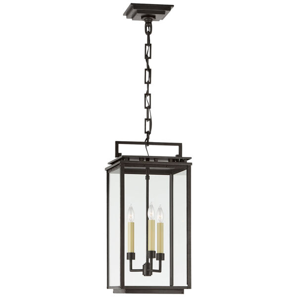 Cheshire Medium Hanging Lantern in Aged Iron with Clear Glass by Chapman  and  Myers, image 1