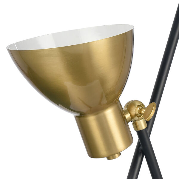 Wyman Square Satin Gold and Matte Black LED Desk Lamp, image 3
