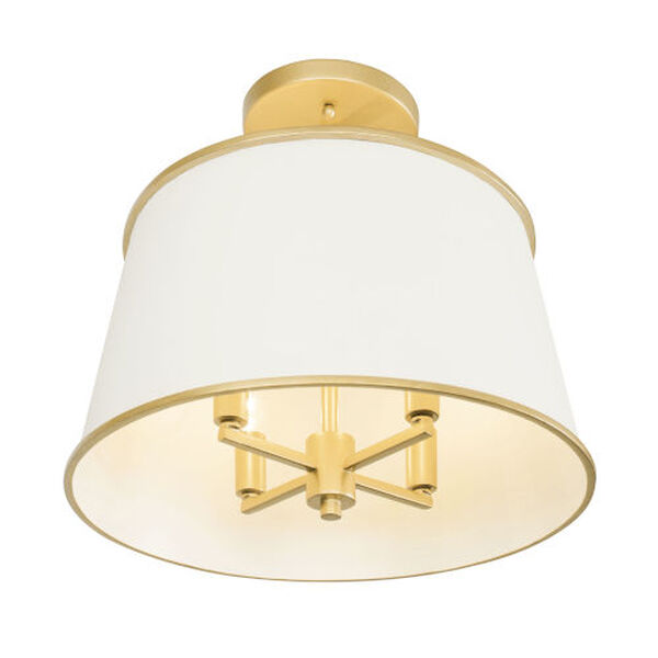 Coco Matte White and French Gold Four-Light Semi-Flush Mount, image 3
