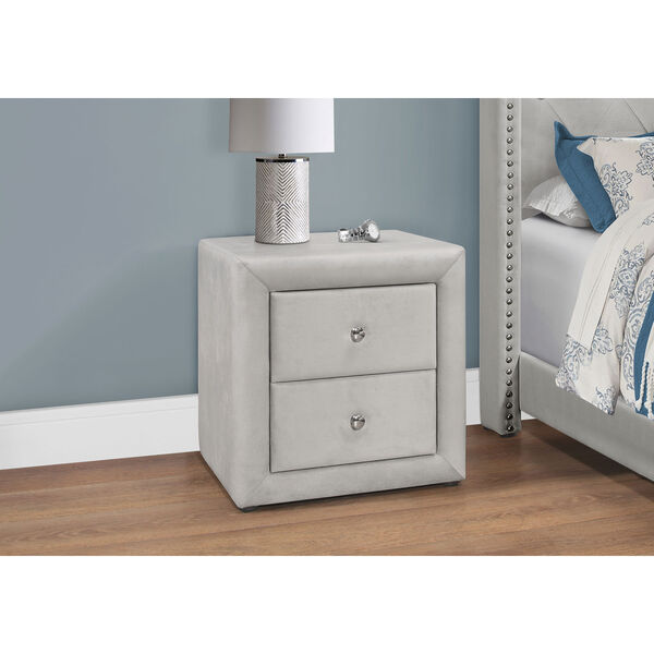 Light Grey Two Drawer Night Stand, image 2