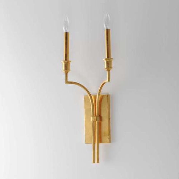 Normandy Gold Leaf Two-Light Wall Sconce, image 4