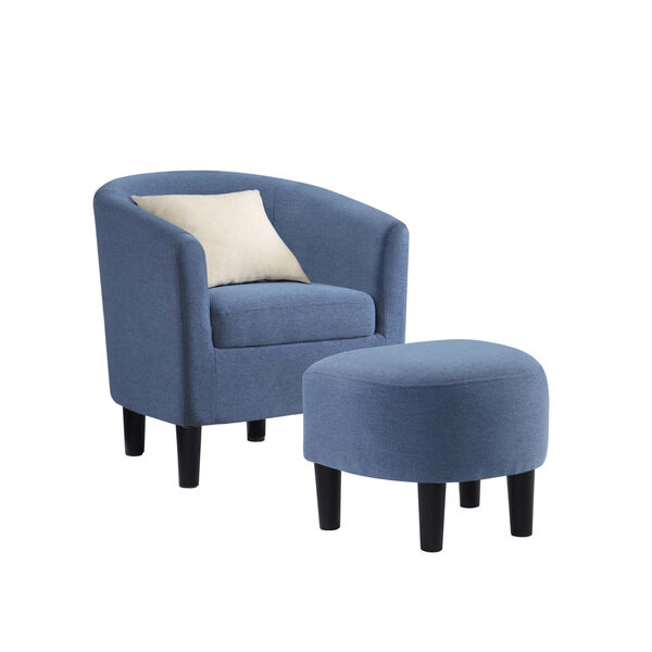Take a Seat Blue Linen Churchill Accent Chair with Ottoman, image 3