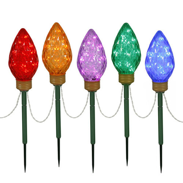 100 Light 8.5 Inch Multi Colored LED Light Stakes, String of Five, image 1