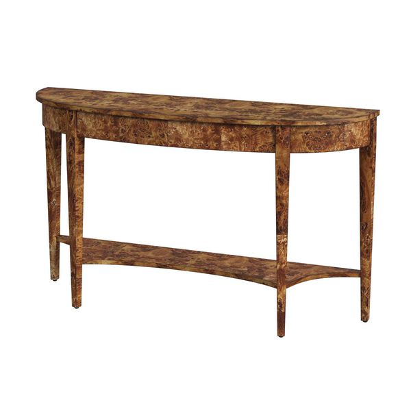 Astor Traditional Burl Demilune Console Table, image 1