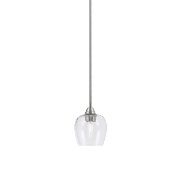 Paramount Brushed Nickel One-Light Mini Pendant with Six-Inch Clear Bubble Glass, image 1