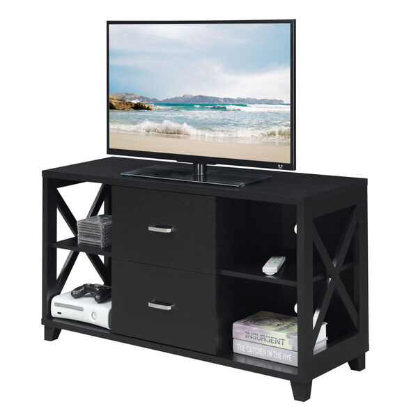 Oxford Deluxe Black 2 Drawer TV Stand, image 3