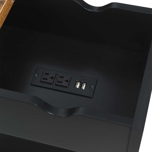 Oxford Flip Top End Table with Charging Station and Shelf, image 4