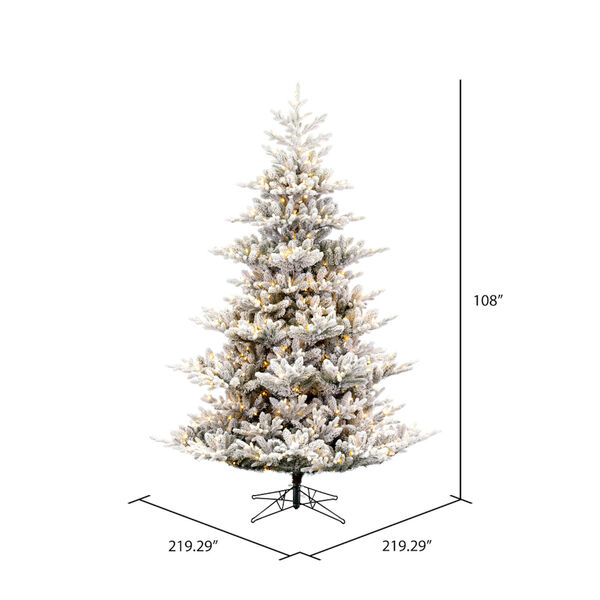 White 9 Ft. x 68 In. Flocked Hudson Fraser Fir Artificial Christmas Tree LED Warm Mini Lights, image 3