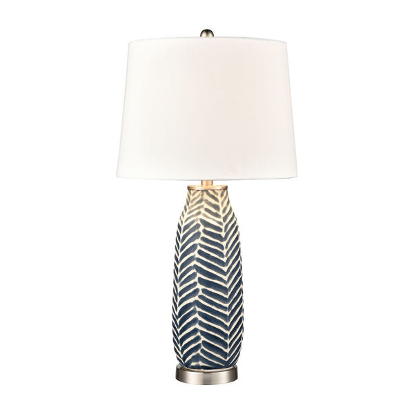 Bynum Etched Navy and White One-Light Table Lamp, image 1