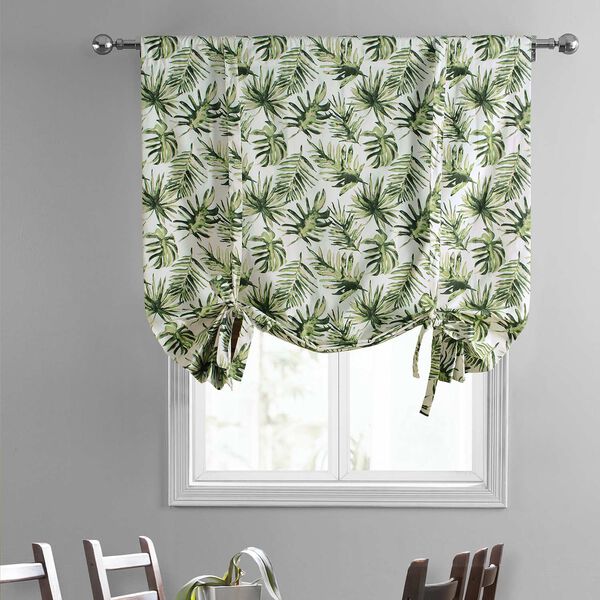 Artemis Olive Green Printed Cotton Tie-Up Window Shade Single Panel, image 2