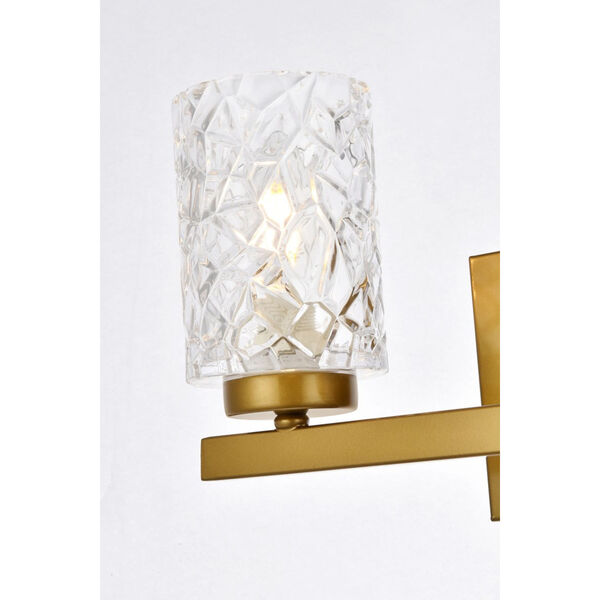 Cassie Brass and Clear Shade Two-Light Bath Vanity, image 5