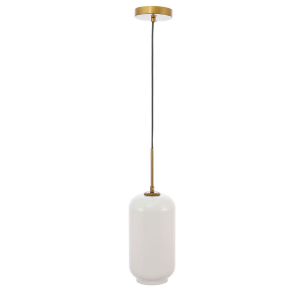 Collier Brass Six-Inch One-Light Mini Pendant with Frosted White Glass, image 3