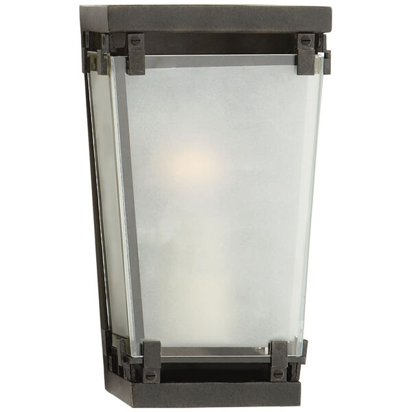 Exum Small Sconce in Aged Iron with Frosted Glass by Thomas O'Brien, image 1