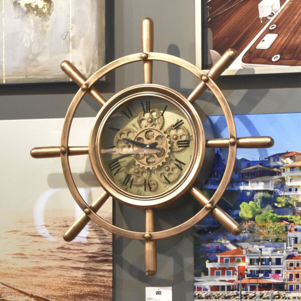 Ship Wheel Copper Wall Clock, image 7