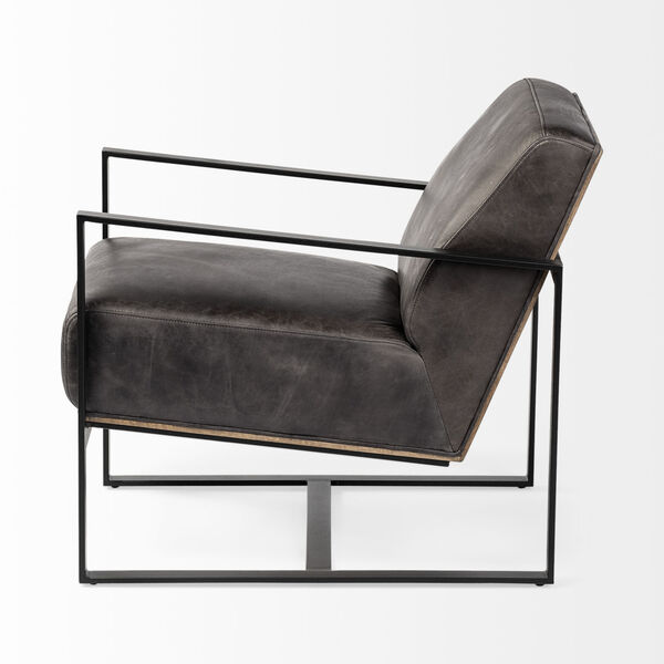 Stamford I Ebony Leather Wrapped Arm Chair, image 4