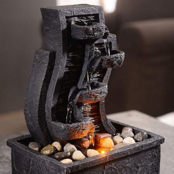 Charcoal Table Top Fountain with LED Light, image 5