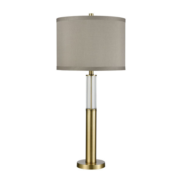 Cannery Row Antique Brass and Clear Glass 15-Inch Table Lamp in Brass, image 2