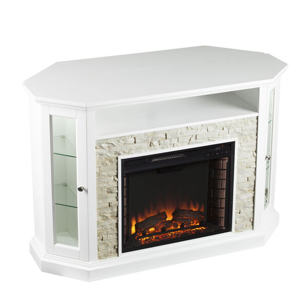 Redden Fresh White Corner Convertible Electric Media Fireplace, image 6
